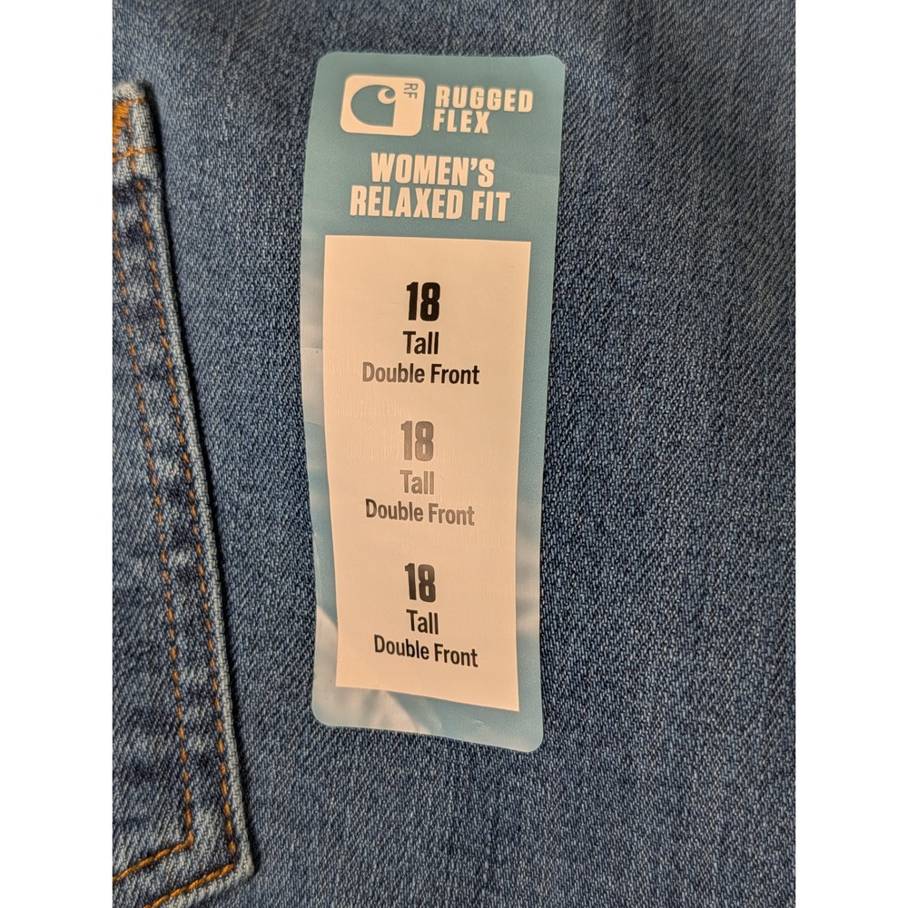 Carhartt Rugged Flex Relaxed Fit Double Front Jeans Womens 18 Tall Blue NWT - Picture 9 of 16